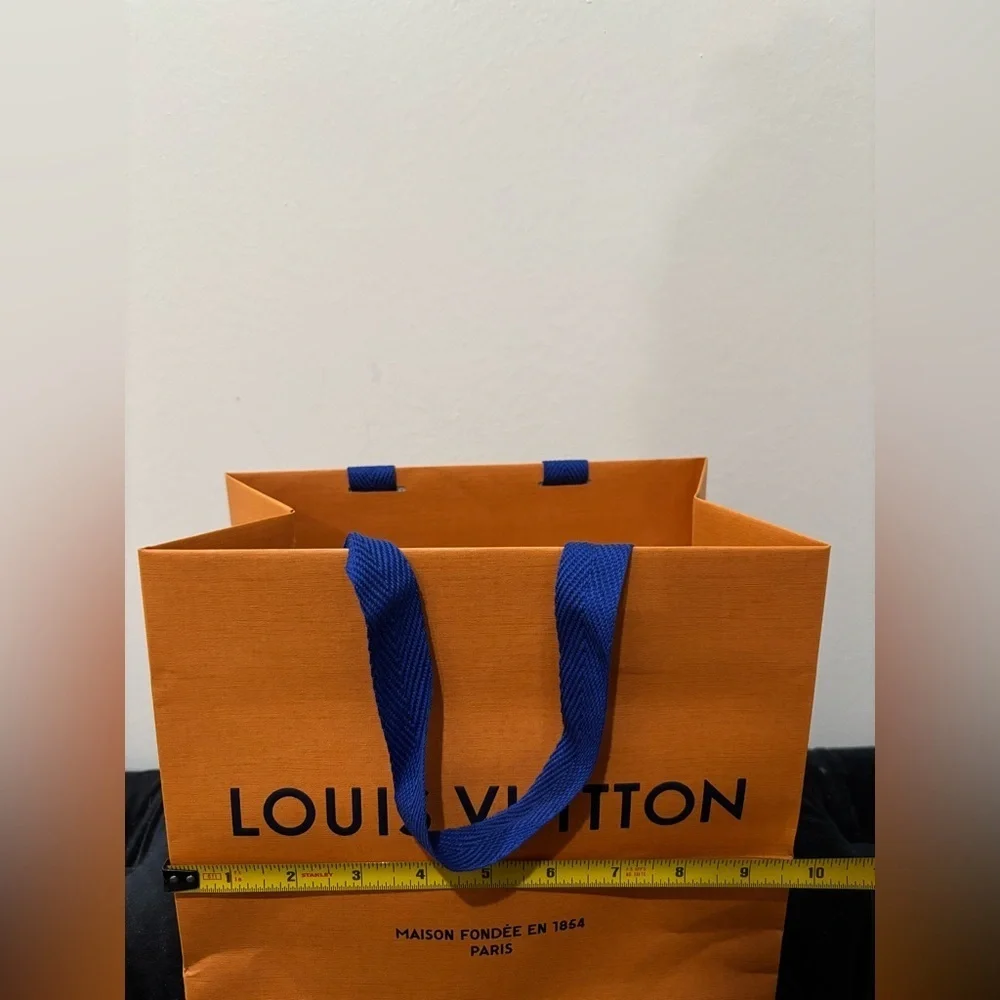 Louis Vuitton Bold Orange Shopping Bag with Blue Straps
